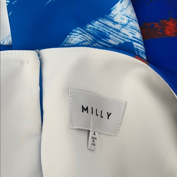 Milly shift dress red white blue abstract pattern mini sleeveless sheath 4 - Picture 5 of 5